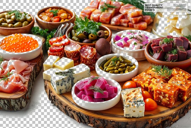 PSD zakuski russian appetizers on transparent background