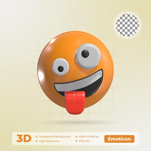 Zany Face With Tongue 3D Emoticon Icon