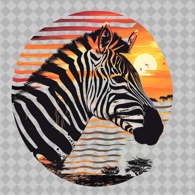 PSD zebra inside a wavy horizontal silhouette african savannah png watercolor animal designs