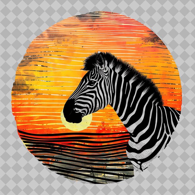 PSD zebra inside a wavy horizontal silhouette african savannah png watercolor animal designs