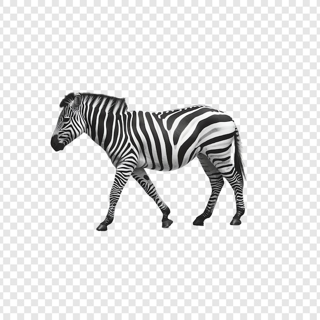 a zebra is shown on a transparent background