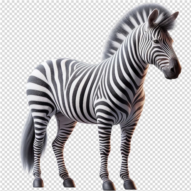 a zebra is shown with a white background and a black and white zebra