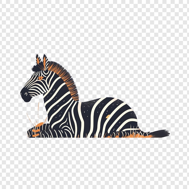 a zebra laying on its side on a transparent background