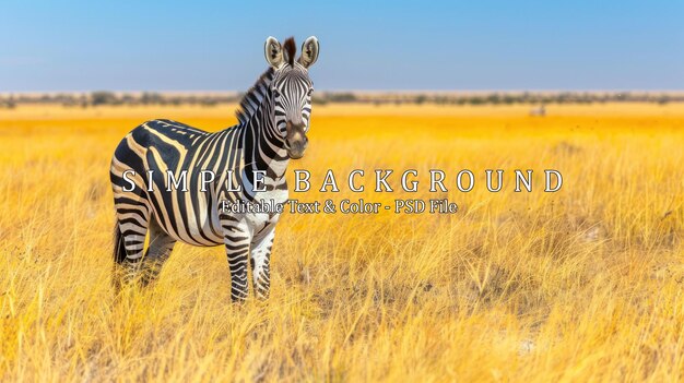 A zebra stands in a field of tall grass