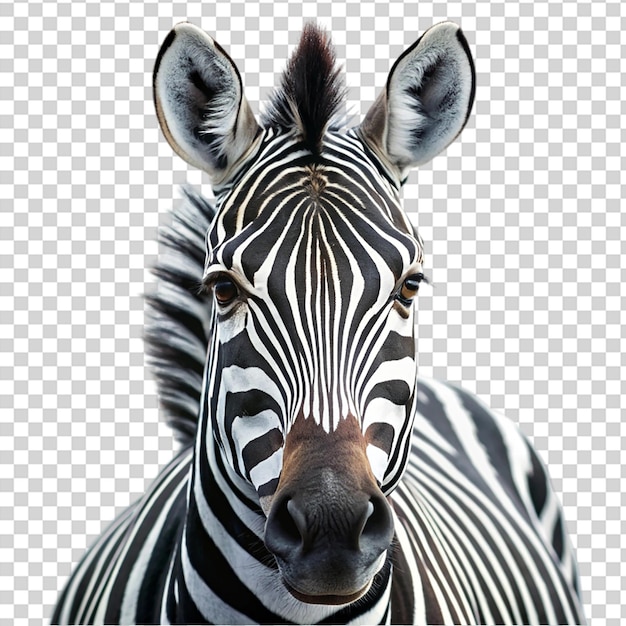 PSD a zebra with black and white stripes is standing in front on transparent background