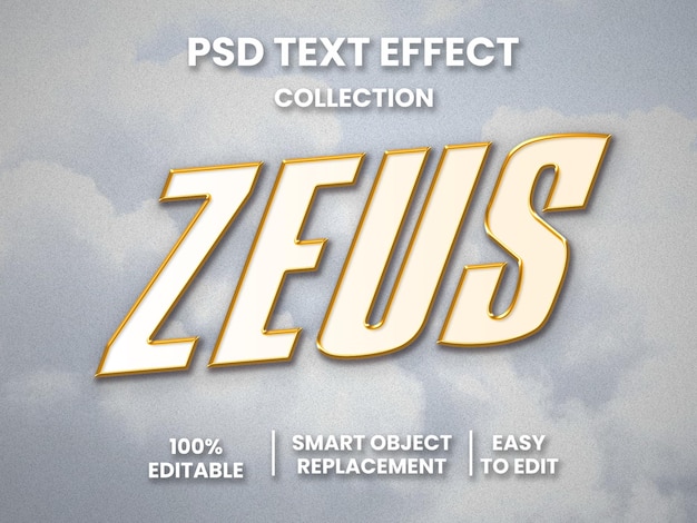 Zeus text effect psd editable template