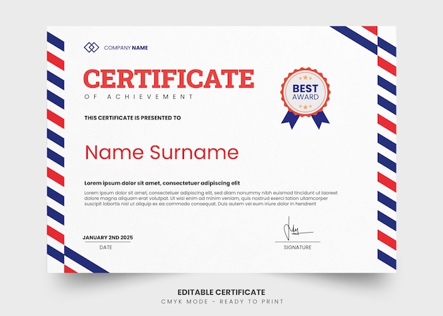 Zig zag and Modern certificate design template