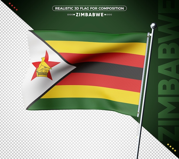 Zimbabwe 3D flag with realistic texture