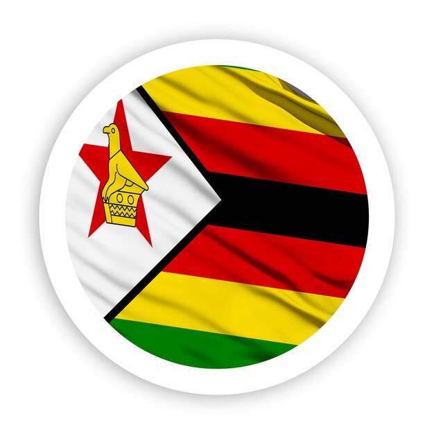 PSD zimbabwe waving flag with white rounded circle frame