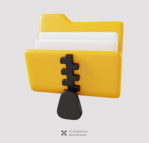 Zip folder archive directory isolated. File folder cute minimal icon concept. 3D render illustration