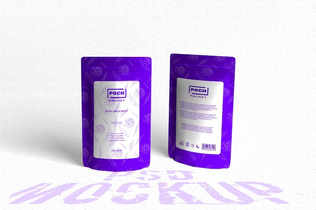 Zip lock pouch packet mockup with customizable background