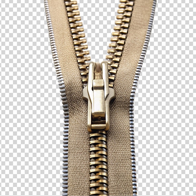 A zipper on a green bag on transparent background