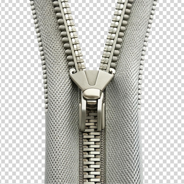 A zipper on a green bag on transparent background