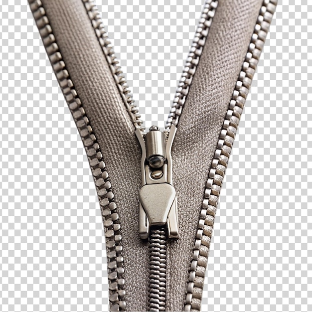 A zipper on a green bag on transparent background