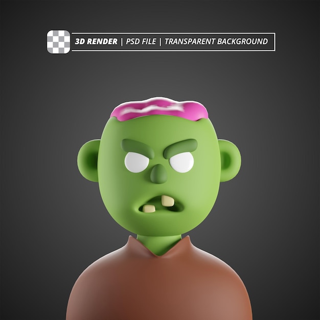 ZOMBIE AVATAR 3D RENDER ISOLATED IMAGES