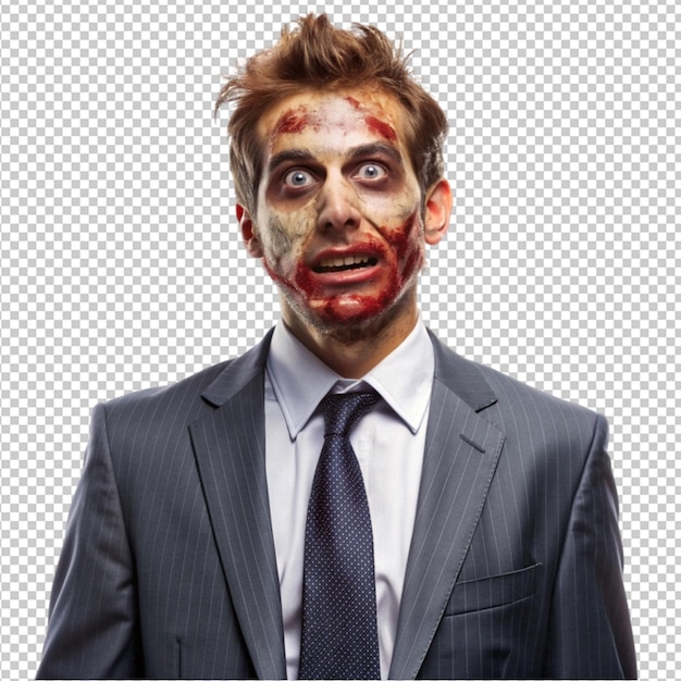 Zombie businessman isolated on transparent background