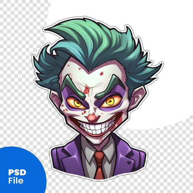 PSD zombie face vector illustration isolated on white background cartoon style psd template