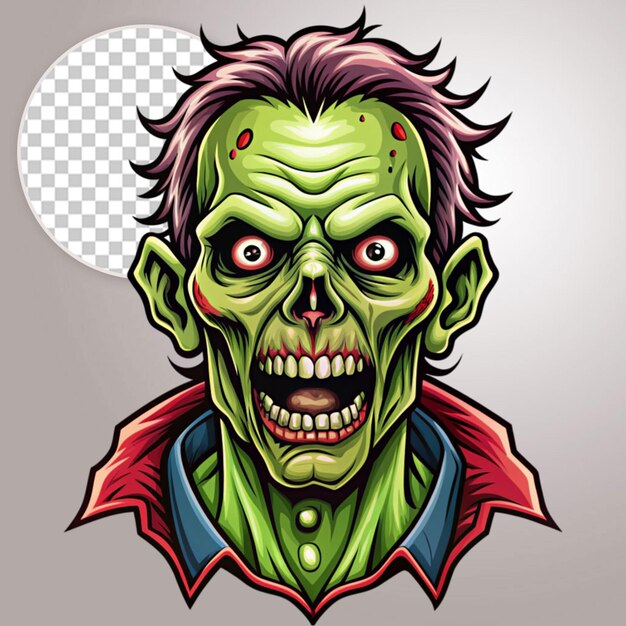 PSD zombie head on transparent background monster illustration