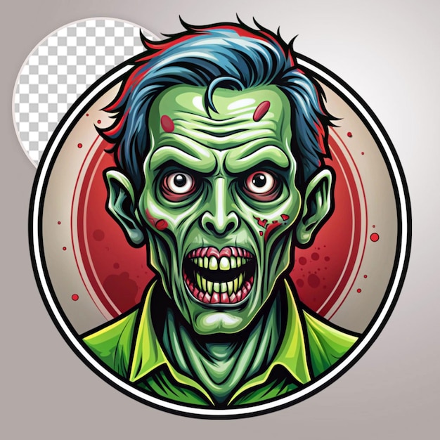 PSD zombie head on transparent background monster illustration