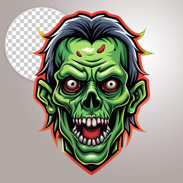 PSD zombie head on transparent background monster illustration