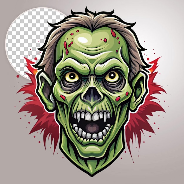 PSD zombie head on transparent background monster illustration