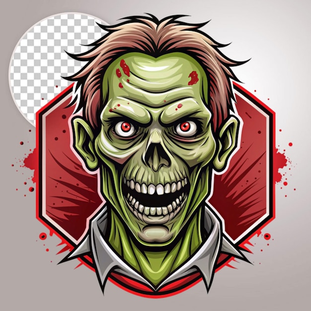 PSD zombie head on transparent background monster illustration