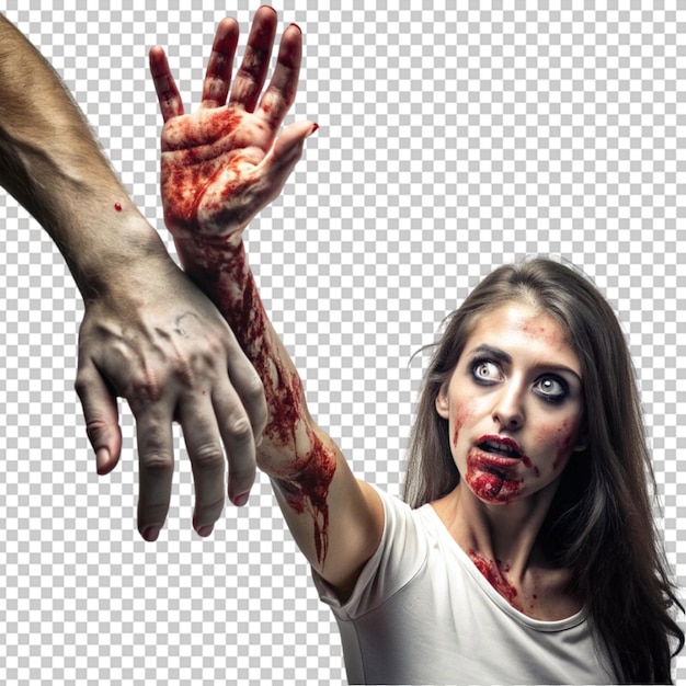 A zombie with a bloody hand