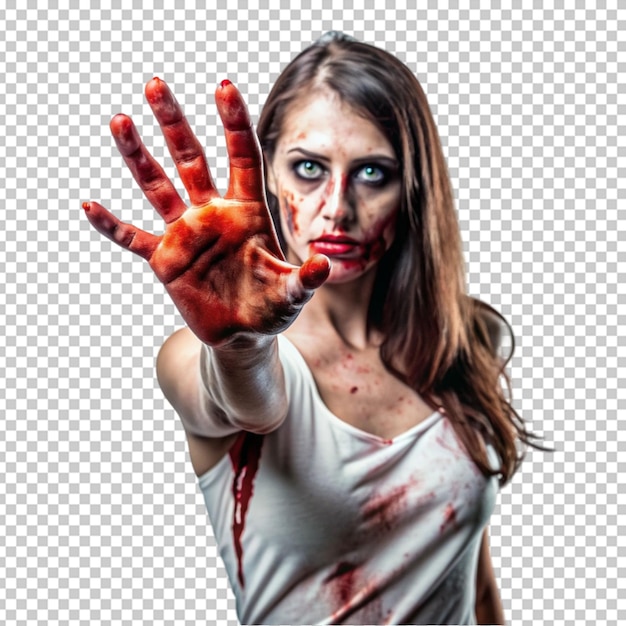 A zombie with a bloody hand