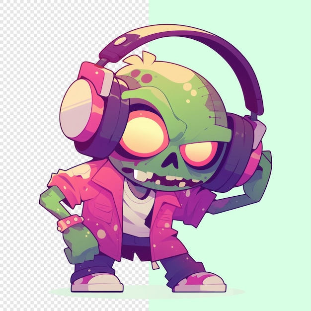 PSD zombie with headphones and dancing