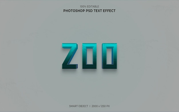 Zoo editable psd text effect 3d style