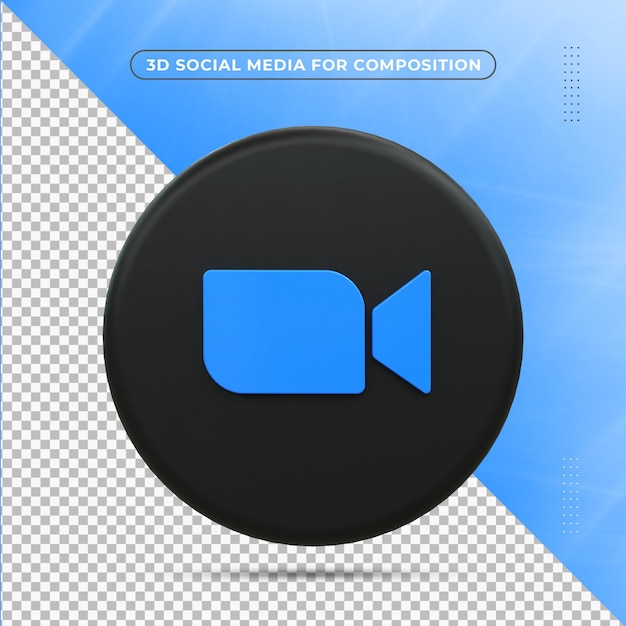 Zoom  black glossy 3d logo and social media 3d Icon Design