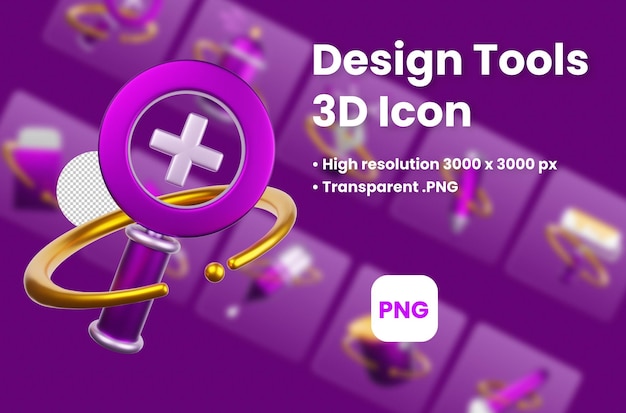 Zoom in Design Tools 3D Icon Illustration