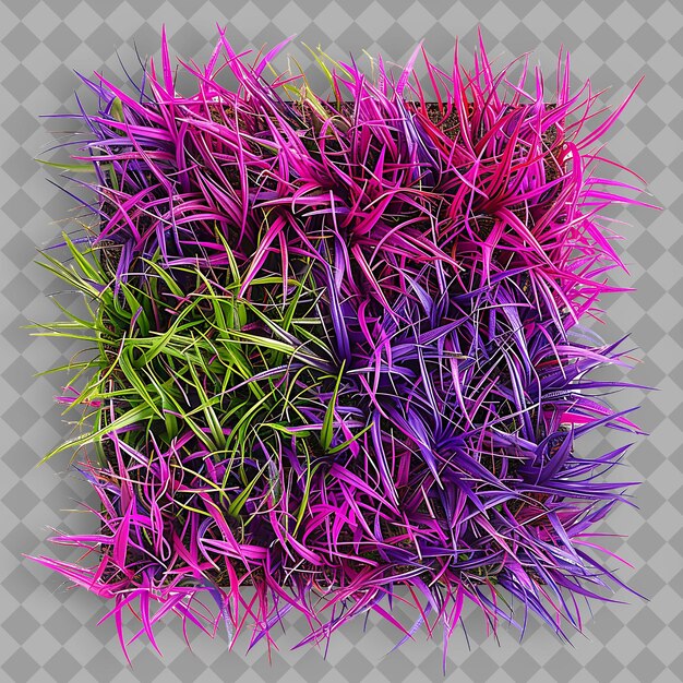 Zoysia Jamur With Colorful Glass Gems and Purple Mixed Grass PNG Green Texture Background