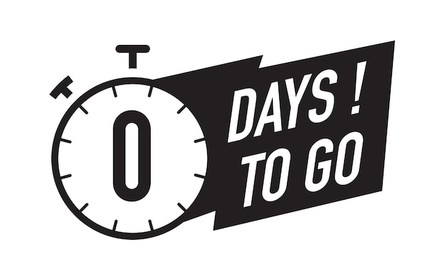 0 days to go timer vector symbol black color