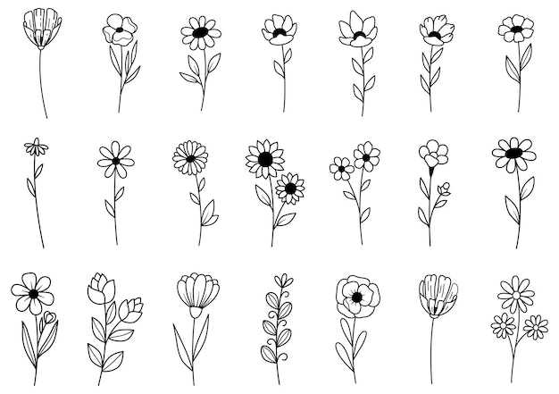 0012 hand drawn flowers doodle