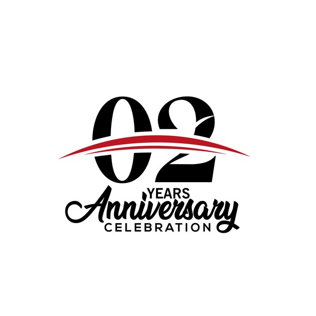 Vector 02nd anniversary celebration design template for booklet with red and black colour vector