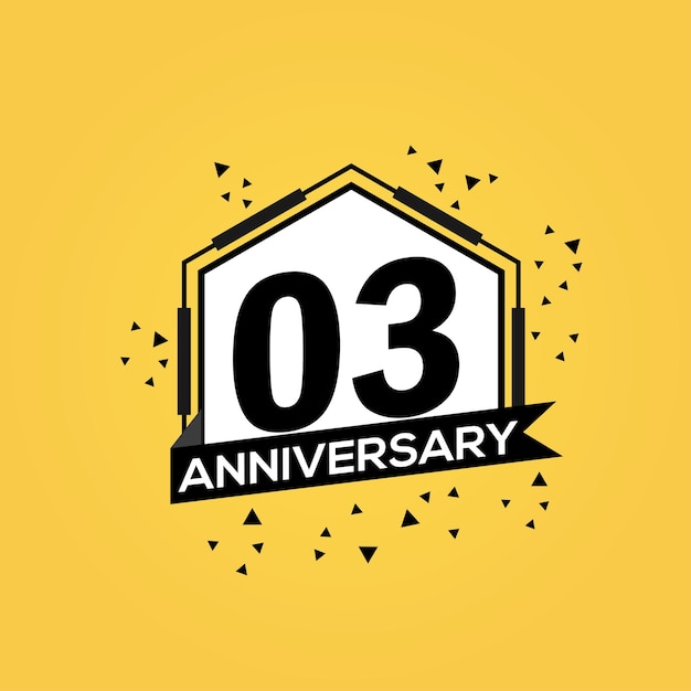 03rd years anniversary logo, vector design birthday celebration with geometric isolated design.