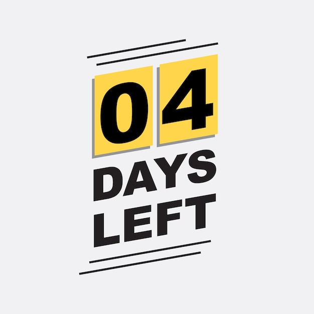 Vector 04 days left text countdown badge black and yellow calendar text for stores businesses releases