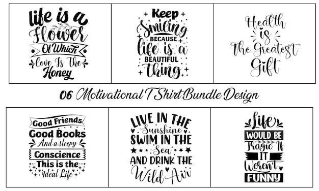 06 Motivational TShirt Bundle Design Template