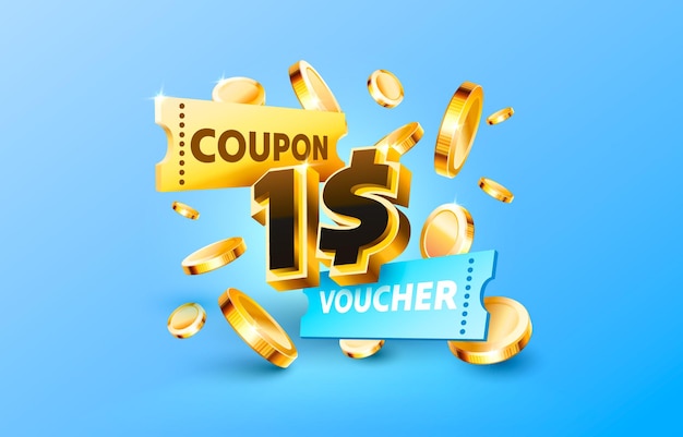 1 dollar coupon gift voucher cash back banner special offer Vector