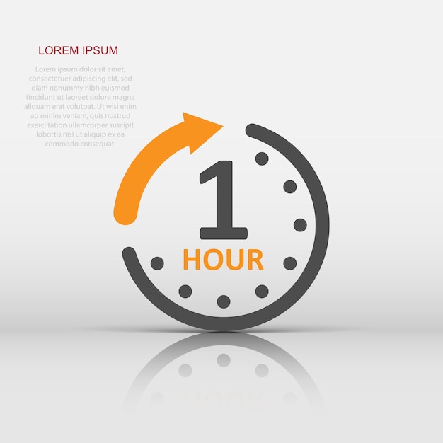 Vector 1 hour clock icon in flat style timer countdown vector illustration on isolated background time measure sign business concept