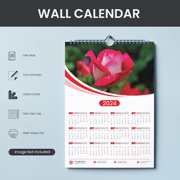 1 Page Wall Calendar 2024 2024 Calendar