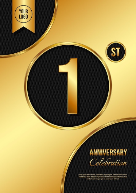 1 Year Anniversary celebration template design Golden Anniversary vector illustration