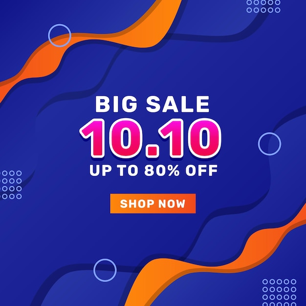 10 10 october big sale offer promotion banner sales advertising social media post template with blue background fluid wave