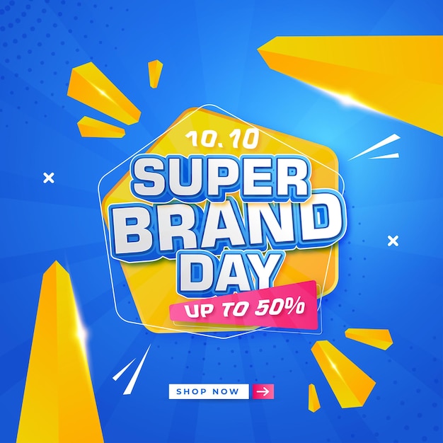 10 10 Super brand day abstract background design and editable text effects