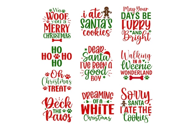 Vector 10 dog christmas bandana svg bundle