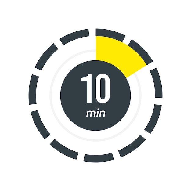 Vector 10 minutes timer stopwatch symbol in flat style vector illustration