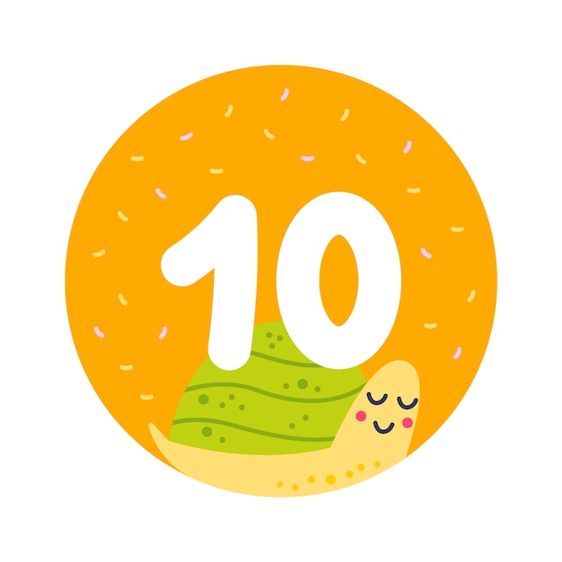 10 Months Baby Milestones Card with Cute Snail Vector illustration