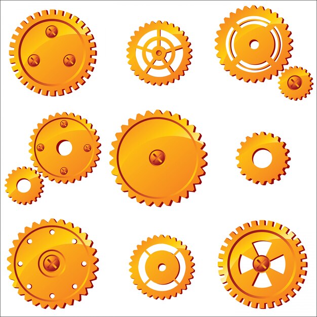 10 orange vector gears