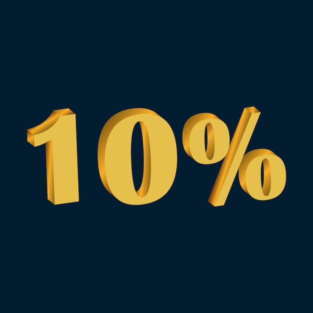 10 percent sign 3d rendering isolated